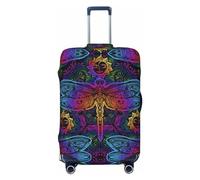 Buewutiry Travel Luggage Cover Protector - Indian Mandalas Dragonfly Washable Suitcase Covers For 18-32 Inch Luggage, Black, X-Large