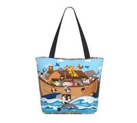 Buewutiry Travel Tote Bag for Women Work - Lightweight Animals on Noah's Ark Floating Shoulder Bag Nurse Bag Beach Handbags for Women, Fashion Large Tote Purse for Women with Zipper