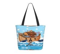 Buewutiry Travel Tote Bag for Women Work - Lightweight Animals on Noah's Ark Shoulder Bag Nurse Bag Beach Handbags for Women, Fashion Large Tote Purse for Women with Zipper