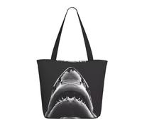 Buewutiry Travel Tote Bag for Women Work - Lightweight Black and White Shark Shoulder Bag Nurse Bag Beach Handbags for Women, Fashion Large Tote Purse for Women with Zipper
