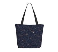 Buewutiry Travel Tote Bag for Women Work - Lightweight Copper-Gold Gloss Outline Lily Flower Shoulder Bag Nurse Bag Beach Handbags for Women, Fashion Large Tote Purse for Women with Zipper