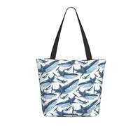 Buewutiry Travel Tote Bag for Women Work - Lightweight Funny Cool Shark Shoulder Bag Nurse Bag Beach Handbags for Women, Fashion Large Tote Purse for Women with Zipper