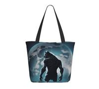 Buewutiry Travel Tote Bag for Women Work - Lightweight Moon Wolf Warrior Shoulder Bag Nurse Bag Beach Handbags for Women, Fashion Large Tote Purse for Women with Zipper