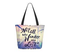 Buewutiry Travel Tote Bag for Women Work - Lightweight Not All Those Who Wander Are Lost Shoulder Bag Nurse Bag Beach Handbags for Women, Fashion Large Tote Purse for Women with Zipper