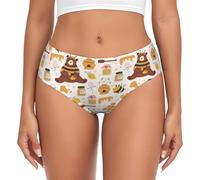 Buewutiry Womens Underwear - Cute Bee Honey Jar Hive Bear Comfort Stretch Women's Ladies Panties Bikini Underwear Briefs, Black, S