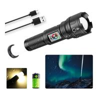 Bufccy LED Torches Super Bright Rechargeable Tactical Torch High Lumen | 500000 Lumens Waterproof Torch Powerful Flashlight with COB Work Light, for Camping, Hiking, Emergency, Dog Walking