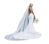 Bufenia Bride Wedding Veil 1 Tier Cathedral Veil Long Veils for Brides Soft Tulle Bridal Veils with Comb Chapel Length (118"L,Ivory)