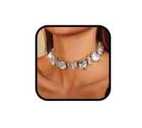 Bufenia Rhinestone Choker Necklace for Women - Bling Silver Big Diamond Jewelry for Women Party Wedding Prom