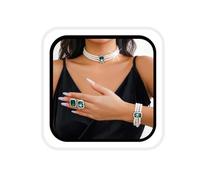 Bufenia Women's Bridal Pearl Jewelry Set Wedding Rhinestone Necklace Earrings Bracelet Set Prom Party Accessory for Bridesmaid, One Size, Aolly, No Gemstone