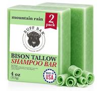 Buff Bar Tallow Shampoo Bar, Bison Tallow, Mountain Rain, Mens, 2-Pack | Coconut Oil And Castor Oil Formula For Deep Cleansing, A Rich Lather, And Nourishing Hair From Root To Tip Each Wash