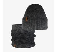 Buff® Bundle of Knitted Hat Marin Graphite Black with Knitted with Fleece Neckwarmer Marin Graphite Black One Size Adult