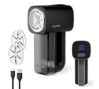 BUFF Fabric Shaver + Lint Remover, Sweater Defuzzer with 3 Motor Speeds, Remove Pills from Blankets, Couch, Clothing, Furniture, Stainless Steel Blade, USB-C Rechargeable - Black