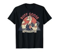 Buff Goose Iron Pumpers Retro Weightlifting Gym Silly Goose Value Graphic T-Shirt