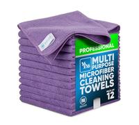 Buff Microfiber Cleaning Cloth | Purple (12 Pack) | Size 16" x 16" | All Purpose Microfiber Towels - Clean, Dust, Polish, Scrub, Absorbent