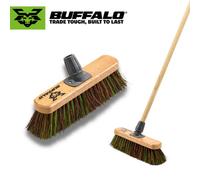 Buffalo 12" Indoor And Outdoor Stiff Bassine Mix Durable Sweeper Broom With Unbreakable Bracket (Includes Handle)