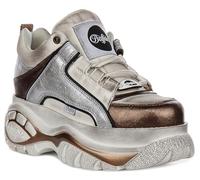 Buffalo 1339-14 CLS Low Women's Vgn Distress Low Cut Metallic Platforms (White Silver, UK 5)