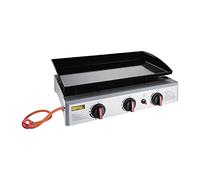 Buffalo 3 Burner Outdoor Gas Griddle 7.5kW LPG Stainless, 630 x 360mm | Includes a regulator for fast setup, with a portable design that simplifies transport for mobile catering events.
