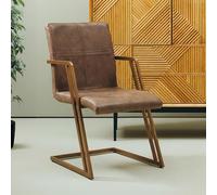 Buffalo Accent Chair - Swivel - Grey - Leather with Gold Metal