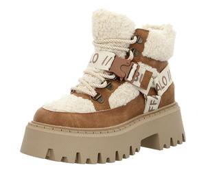 Buffalo Aspen Com Winter Boots, Beige Brown Suede, Sherpa Lined, Platform Lug Sole, Outdoor Combat Style (Beige Brown, UK Footwear Size System, Adult, Women, Numeric, Medium, 5)
