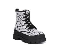 Buffalo, ASPHA RLD Laceup Mid Fashion Vegan Tassel Wedge Shoes, Black Aop, 6 UK