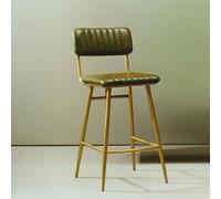 Buffalo Bar Chair - Green - Leather with Gold Metal