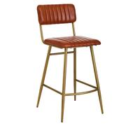 Buffalo Bar Chair - Tan - Leather with Gold Metal Frame