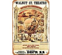 BUFFALO BILL Walnut St. Theatre Vintage Drama Theater Play Performances Advertisement Poster Retro Metal Tin Vintage Sign 12 X 8 Inch Home Bar Man Cave Wall Decor