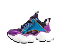 Buffalo Binary Glam Women's Lace-Up Shoes Low Multicoloured Casual, Purple Blue, 5 UK