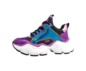 Buffalo Binary Glam Women's Lace-Up Shoes Low Multicoloured Casual, Purple Blue, 5 UK
