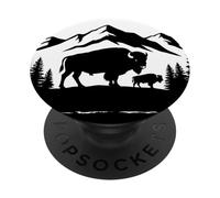 Buffalo Bison Calf Landscape Baby Buffalo PopSockets Adhesive PopGrip