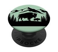 Buffalo Bison Calf Landscape Baby Buffalo PopSockets Adhesive PopGrip