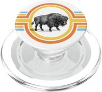 Buffalo - Bison Cute Funny Zoo Animal Retro 70s PopSockets PopGrip for MagSafe