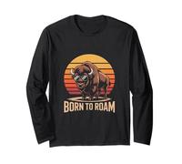 Buffalo Bison Sunset Road Trip Long Sleeve T-Shirt