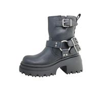 Buffalo Bravr Biker Women's Shoes Boots Zip Black Casual, black, 4 UK
