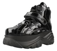 Buffalo Calf Leather Patent Womens Platform Boots in Black