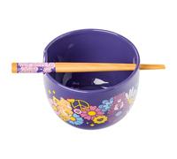 Buffalo Care Bears Flower Power Clouds Featuring Funshine, Tenderheart, and Cheer Ceramic Ramen Noodle Rice Bowl with Chopsticks, 20 Ounces, Microwave Safe, CG1825KD