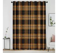 Buffalo Check Blackout Curtains, Brown Black Plaid Print Curtains 72 Inch Drop, Rustic Farmhouse Eyelet Thermal Insulated Room Darkening Window Drapes for Bedroom Living Room, 46x72 Inch 2 Panels aQ4