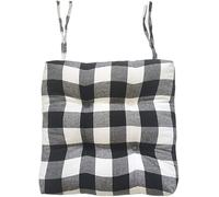 Buffalo Check Chair Pad With Ties,Soft Thicken Seat Cushion For Reading Office,Non Slip Square Chair Cushion For Dining Kitchen,Machine Washable(Black White,2pc)