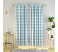 Buffalo Check Curtains 52 X 78 inches Long Cotton Basement Sky Blue and White Gingham Plaid Kitchen Window Curtain Panels Living Room Checker Drapes Bedroom Rod Pocket Window Treatment 2 Panels