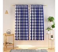 Buffalo Check Curtains 72 inches Long Cotton Basement Navy Blue and White Gingham Plaid Kitchen Window Curtain Panels Living Room Checker Drapes Bedroom Rod Pocket Window Treatment 2 Panels