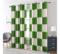 Buffalo Check Curtains Blackout, 66x90 Inch 2 Panels - Green White Checkered Pattern Black Out Curtains, Home Decor, 90 Drop Eyelet Window Drapes for Bedroom, Living Room A&BA125