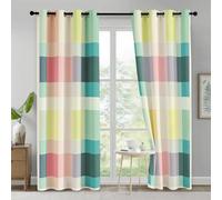 Buffalo Check Curtains for Bedroom Living Room, Multicolor Plaid Tartan Blackout Curtains Eyelet 90 Drop - Thermal Patterned Window Drapes Home Decor 90x90 Inch 2 Panels K4