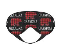 Buffalo Check Grandma Bears Eye Mask Sleep Mask Light BlockBlindfold Night Eyes Cover Soft Pressure-Free Eyeshade with Elastic Strap for Home Travel Office Nap Yoga
