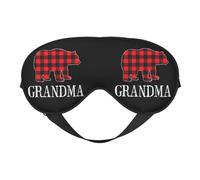 Buffalo Check Grandma Bears Eye Mask Sleep Mask Light BlockBlindfold Night Eyes Cover Soft Pressure-Free Eyeshade with Elastic Strap for Home Travel Office Nap Yoga