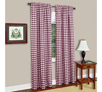 Buffalo Check Panel Window Curtain - 42 Inch Width, 63 Inch Length - Burgundy & Ivory Plaid - Light Filtering Farmhouse Country Drapes for Bedroom Living & Dining Room by Achim Home Decor