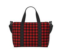 Buffalo Check Printed Travel Tote Bag, Large Capacity Gym Bag, Lightweight Weekend Travel Shoulder Bag, Unisex