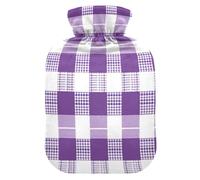 Buffalo Check Purple Travel hot Water Bottle with Soft Cover, 1L Warm Compress for Hand Feet Warmer, Hand Feet Warmer