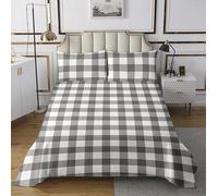 Buffalo Check Quilted Bedspread King for Kids Teens Modern White Black Plaid Bedding Set Reversible Farmhouse Grid Quilted Coverlet Soft Boys Girls Gingham Geometric Pattern Coverlet Set