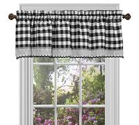 Buffalo Check Valance Window Curtains - 58 Inch Width, 14 Inch Length - Black & White Plaid - Light Filtering Farmhouse Country Drapes for Bedroom Living & Dining Room by Achim Home Decor