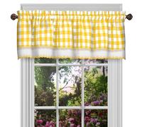 Buffalo Check Valance Window Curtains - 58 Inch Width, 14 Inch Length - Yellow & White Plaid - Light Filtering Farmhouse Country Drapes for Bedroom Living & Dining Room by Achim Home Décor